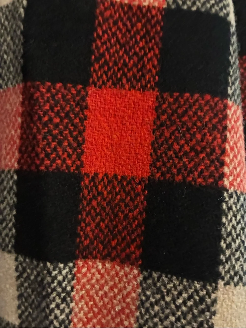 J. Crew Red Black Cream Wool Plaid Button-Down Shirt